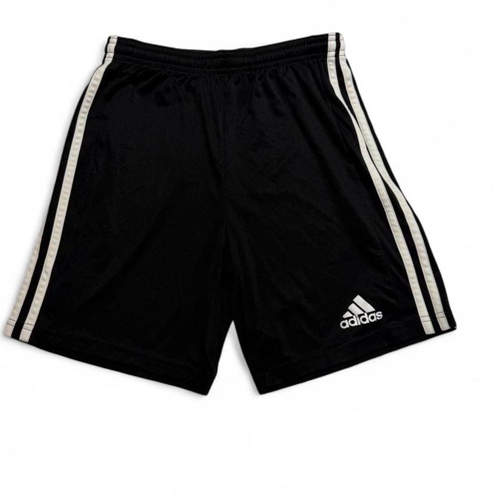 Adidas Primegreen Youth Black White 3 Stripe Soccer Athletic Gym Shorts
